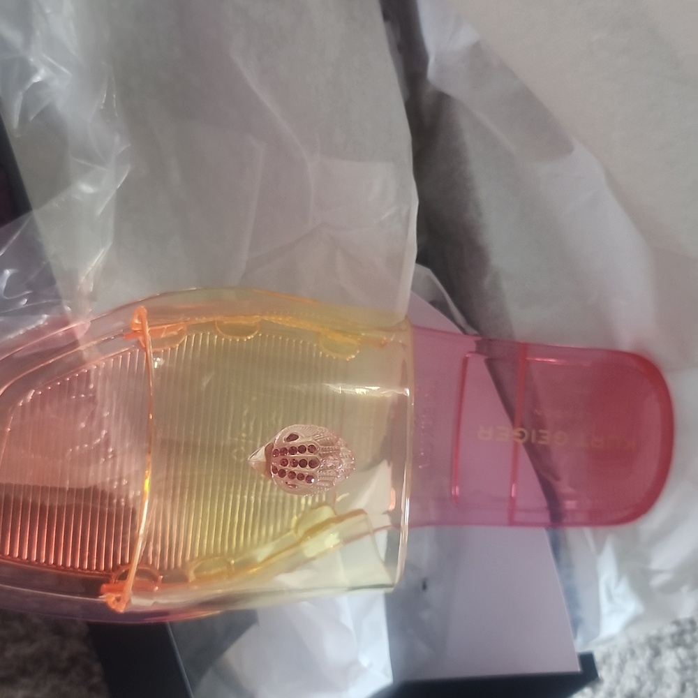 Iridescent Pink Jelly Slide Sandals Madison Kurtgeiger New With The Box - Picture 11 of 13